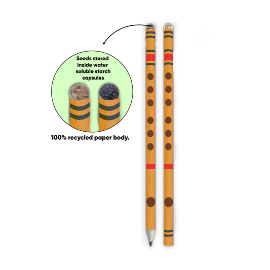 Flute Plantable Pencil Combo (Pack of 2 Pencils)- 7 Inches