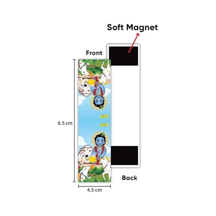 Krishna Magnetic Bookmarks Set of 6 (3.2 Inches) Hard Paper Matte Finish Rubber & Magnet Inside Easy Open Close Page Marker for Books