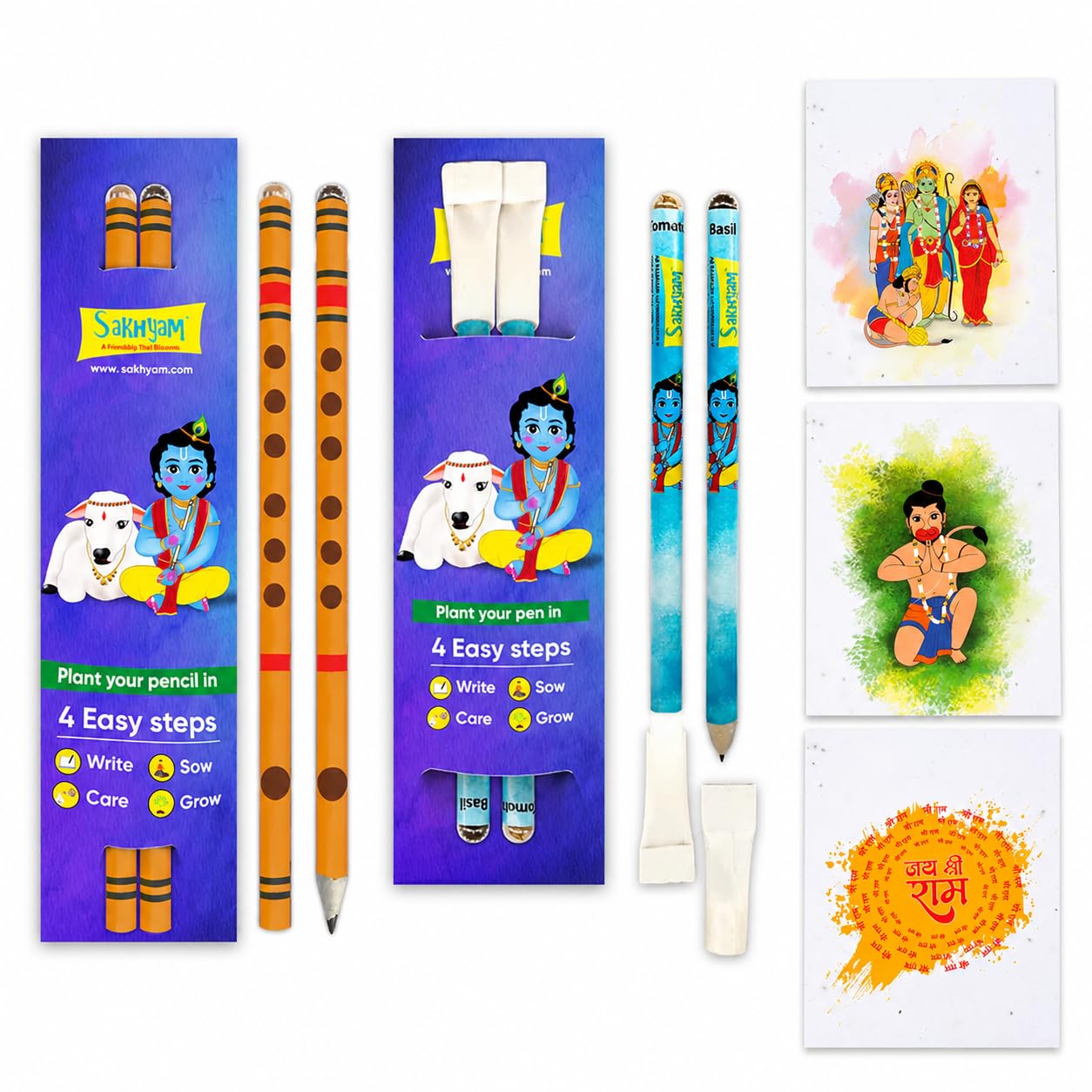 Ram Notebooks & Stationery Combo with Plantable Pen and Pencils | Spiritual Writing Pad for Journaling, School & Gifting