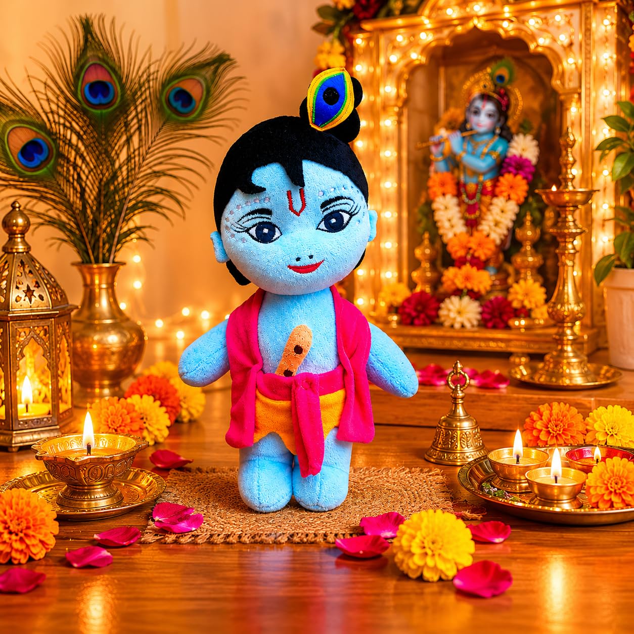 Murlidhar Krishna standing with Murli Soft Doll Medium