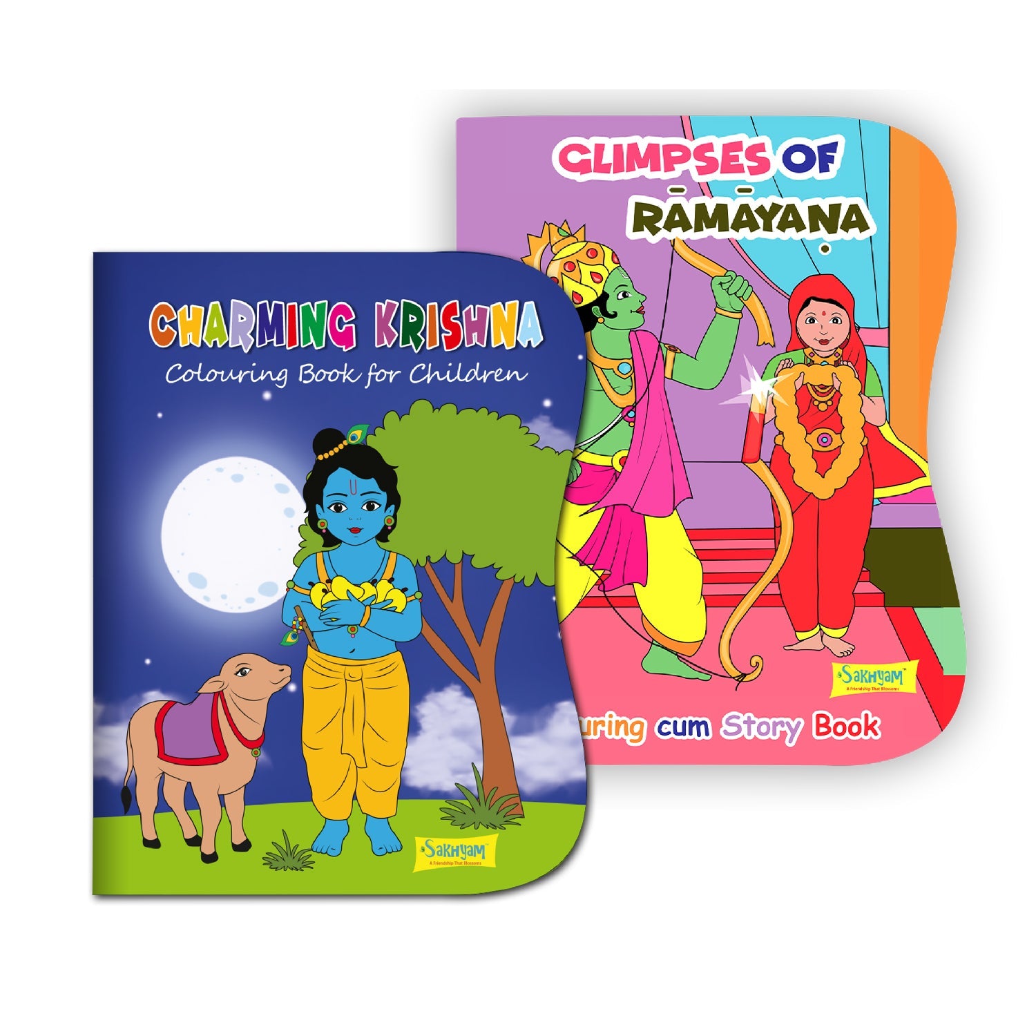COMBO - Charming Krishna Colouring Book + Glimpses of Ramayan Colouring cum Story Book(2 Books COMBO)