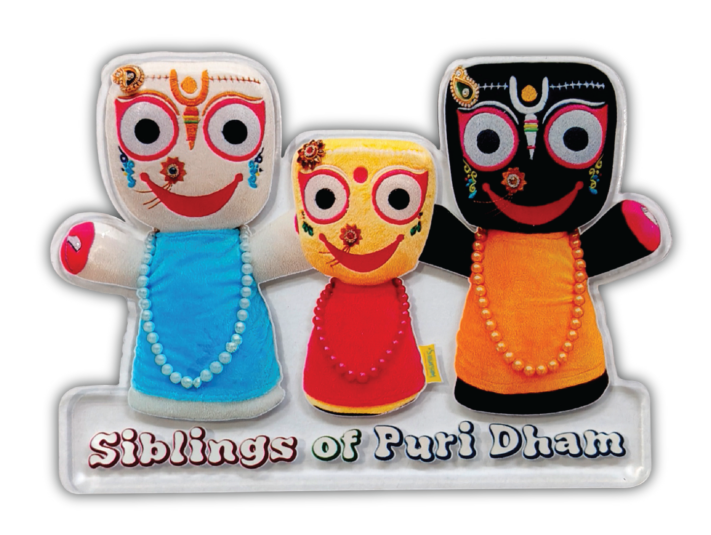 Siblings of Puri Dham Acrylic Fridge Magnet | Jagannath, Balabhadra & Subhadra | Spiritual Home Decor |