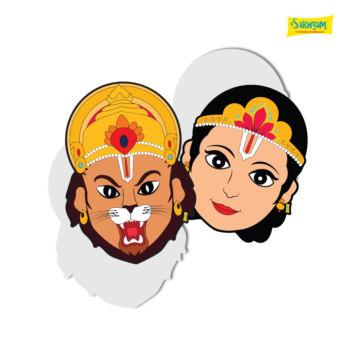 Characters Full Paper Face Masks: Narsingha Lila Set (Narsingha Dev, Prahalada)