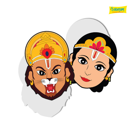 Characters Full Paper Face Masks: Narsingha Lila Set (Narsingha Dev, Prahalada)