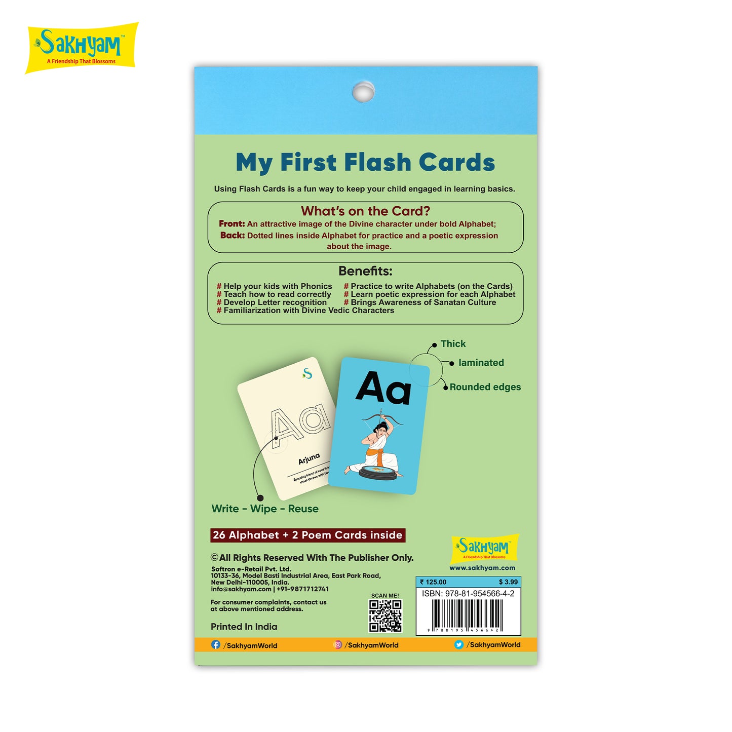 ABCD Flash Cards - Alphabets With Divine Characters (28 Cards)