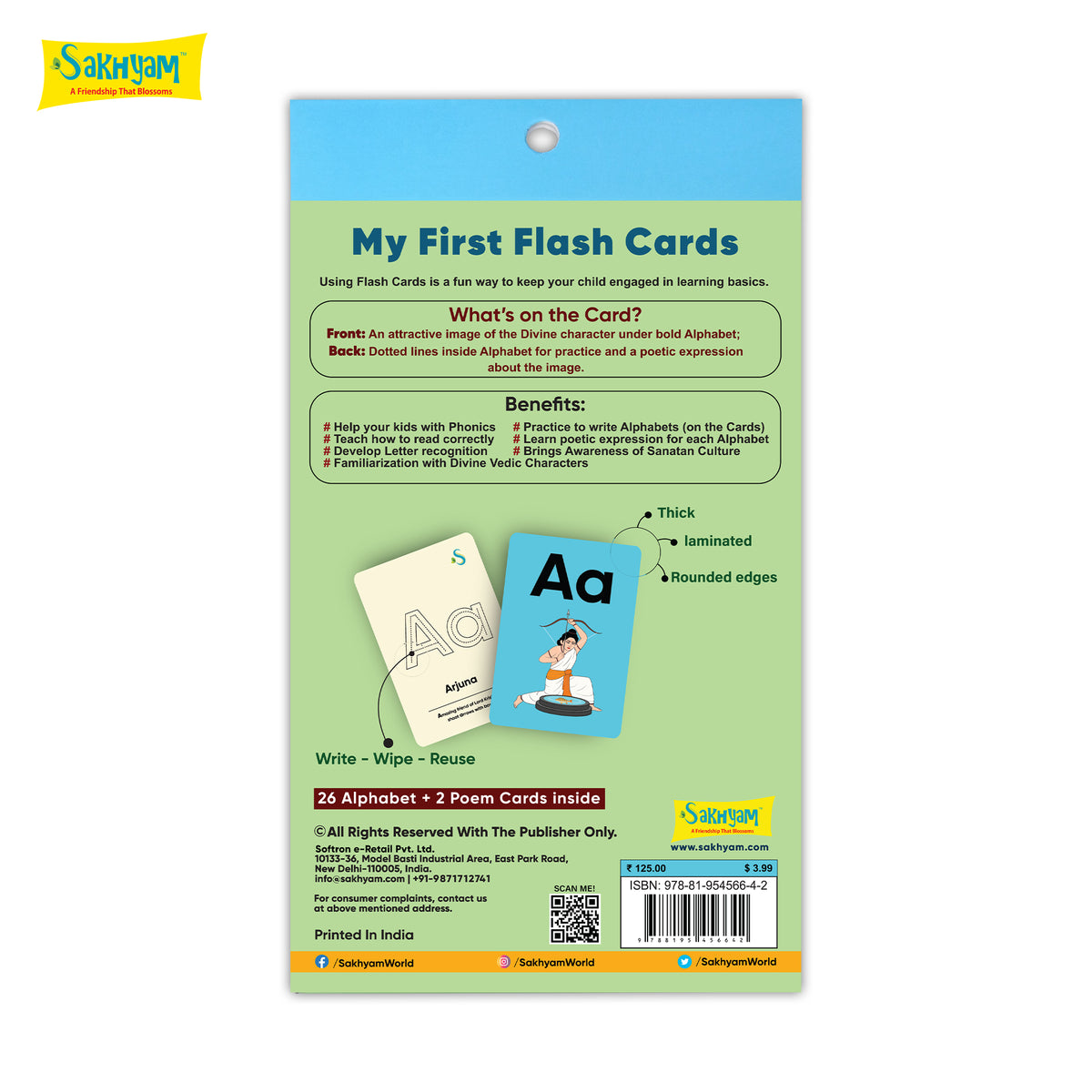 ABCD Flash Cards - Alphabets With Divine Characters (28 Cards) – Sakhyam