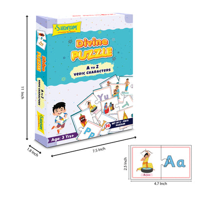 Divine puzzle - A to Z vedic characters [26 sets of 2 piece puzzle]