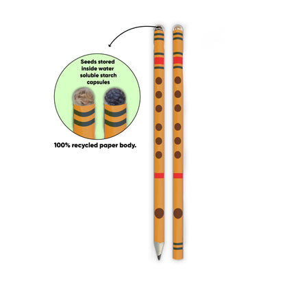 Flute Plantable Pencil Combo (Pack of 2 Pencils)- 7 Inches