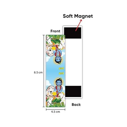 Krishna Magnetic Bookmarks Set of 6 (3.2 Inches) Hard Paper Matte Finish Rubber & Magnet Inside Easy Open Close Page Marker for Books