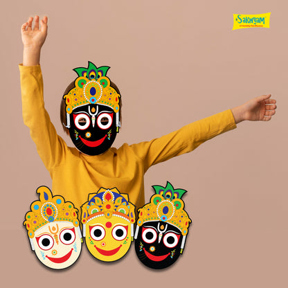 Characters Full Paper Face Masks: Jagannath Lila Set (Jagannath, Baladeva, Subhadra)
