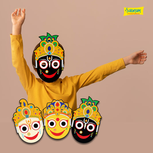 Characters Full Paper Face Masks: Jagannath Lila Set (Jagannath, Baladeva, Subhadra)