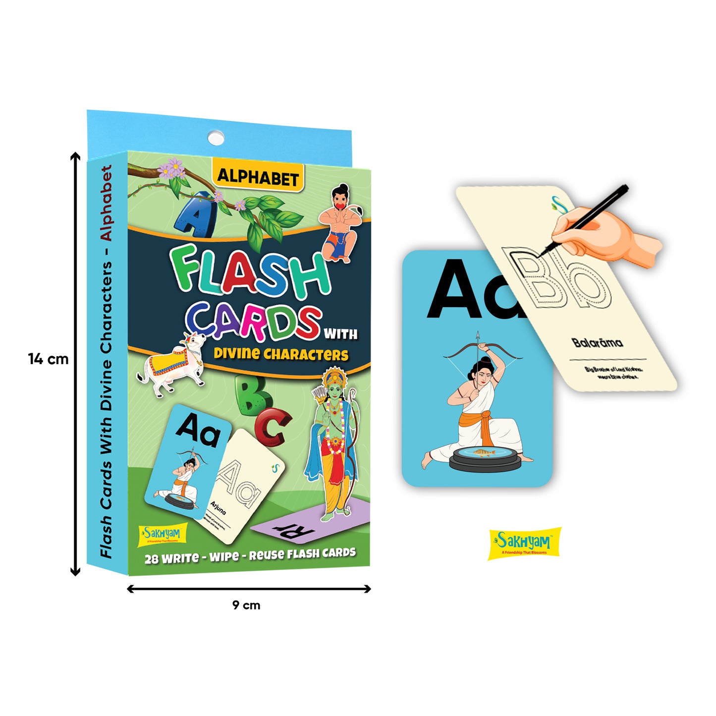ABCD Flash Cards - Alphabets With Divine Characters (28 Cards)