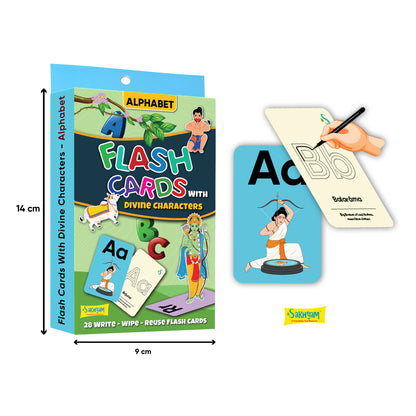 ABCD Flash Cards - Alphabets With Divine Characters (28 Cards)