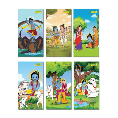 Krishna Magnetic Bookmarks Set of 6 (3.2 Inches) Hard Paper Matte Finish Rubber & Magnet Inside Easy Open Close Page Marker for Books