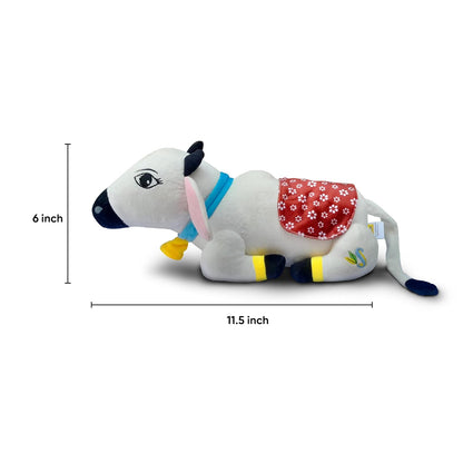 Surabhi Cute Desi Cow Soft Toy [White] Self Sitting Plush Doll Small