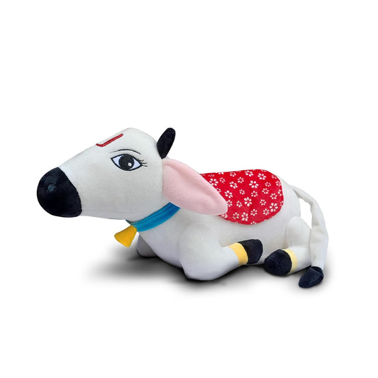 Surabhi Cute Desi Cow Soft Toy [White] Self Sitting Plush Doll Soft Stuffed ( Medium)