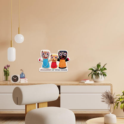 Jagannath Balabhadra Subhadra Sunboard Cutout Self-Adhesive Wall Sticker for Room Décor & Pooja Room | 5MM Thickness | Glossy Finish | Water Splash Resistant | Lightweight | Strong & Durable