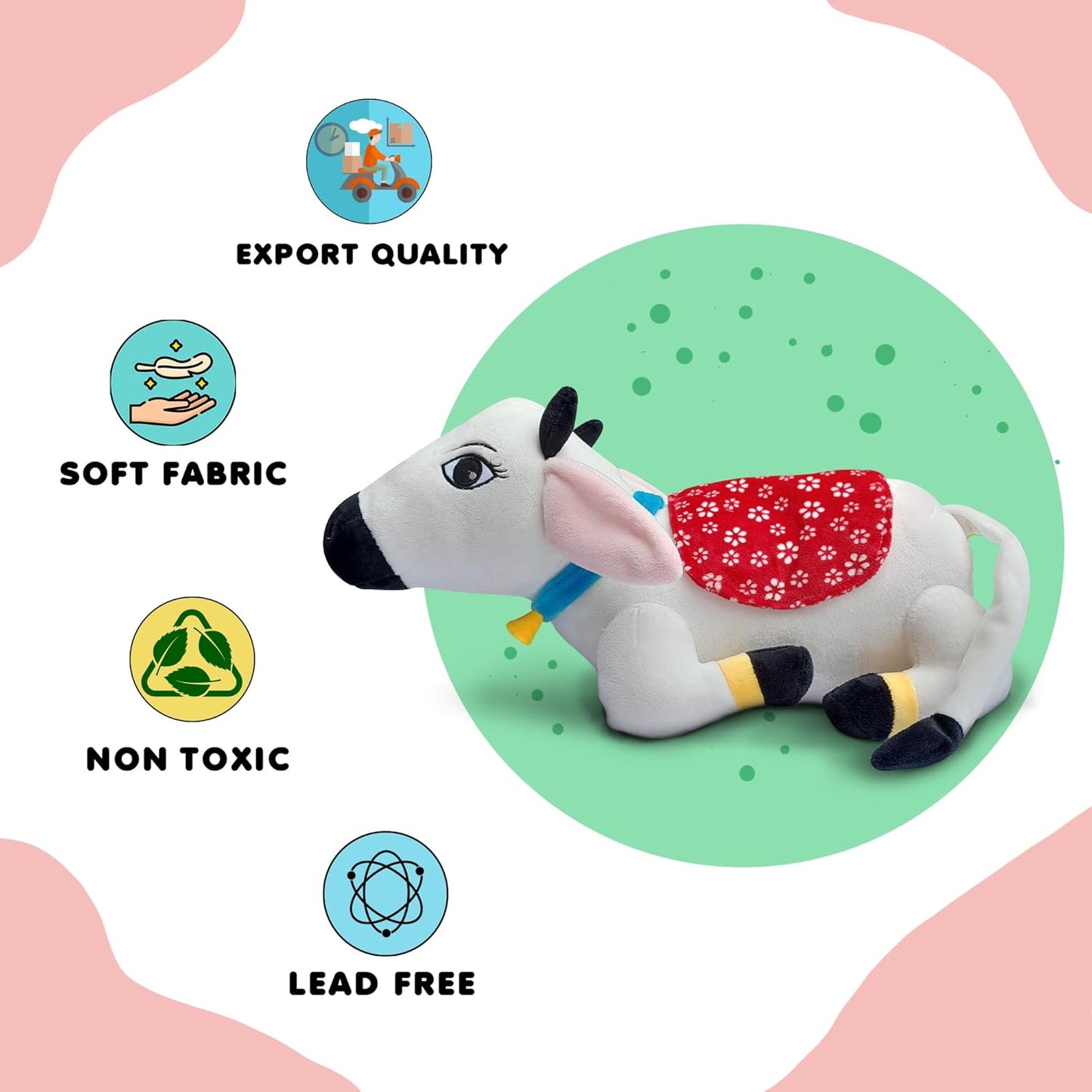 Surabhi Cute Desi Cow Soft Toy [White] Self Sitting Plush Doll Soft Stuffed ( Medium)