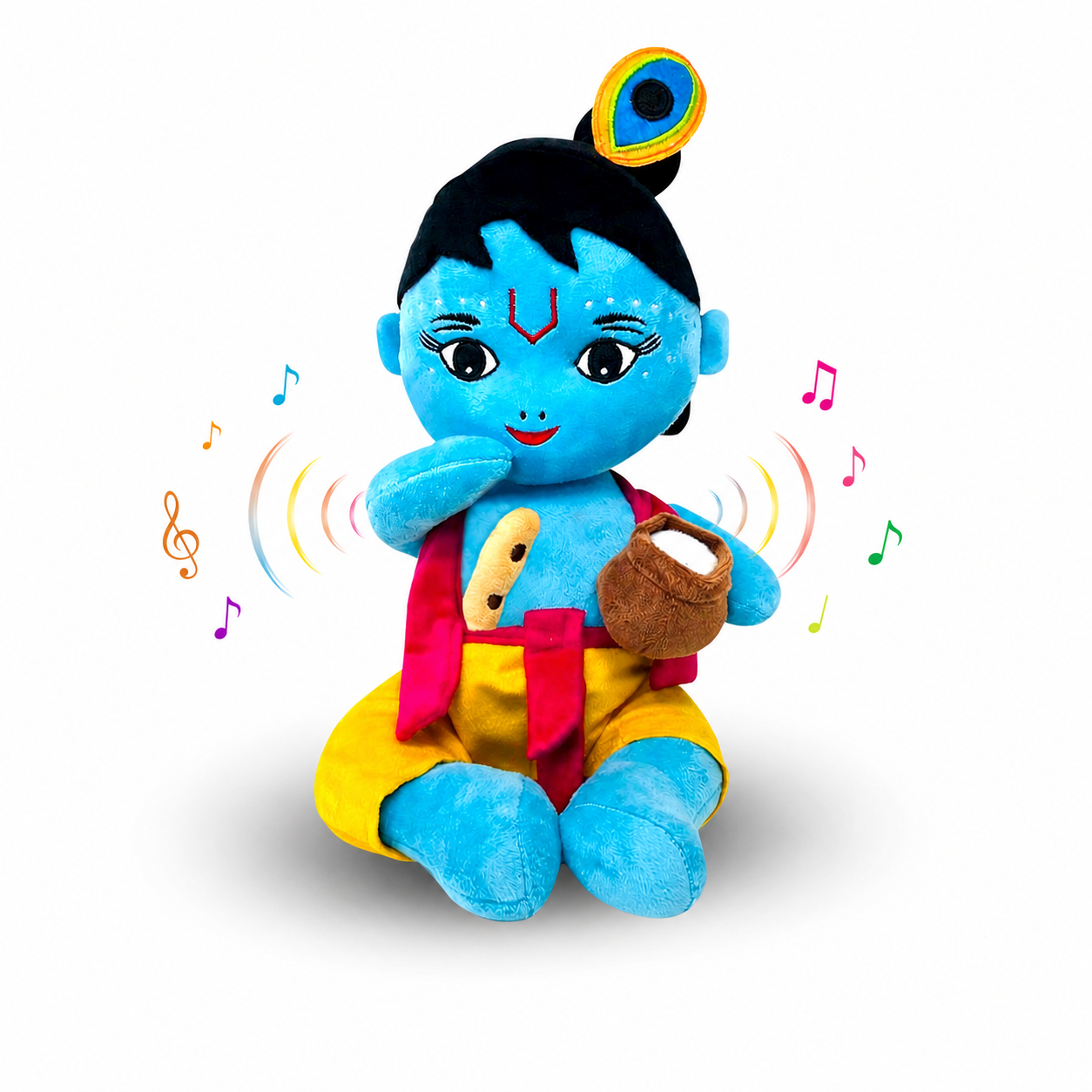 Makhanlal Krishna Soft Doll Toy Figure with Sound Box & Zip Pocket 12.5 Inch