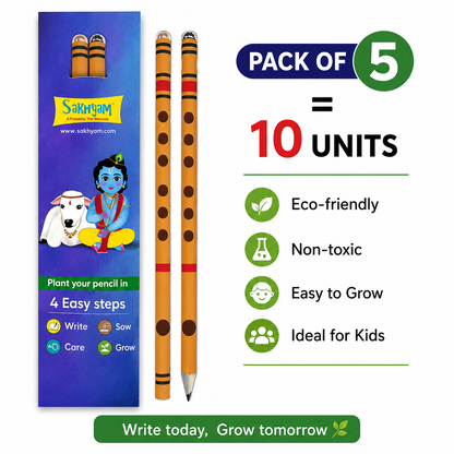 Flute Plantable Pencil Stationery Set, 5 Pcs Combo | Plantable Pencils, Stationery Set, 5 Piece Combo