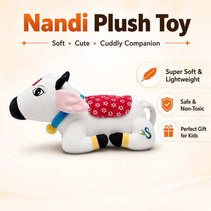 Surabhi Cute Desi Cow Soft Toy [White] Self Sitting Plush Doll Small