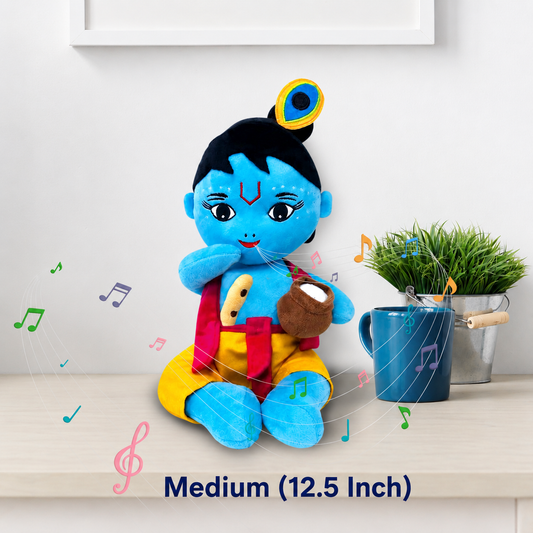 Makhanlal Krishna Soft Doll Toy Figure with Sound Box & Zip Pocket 12.5 Inch