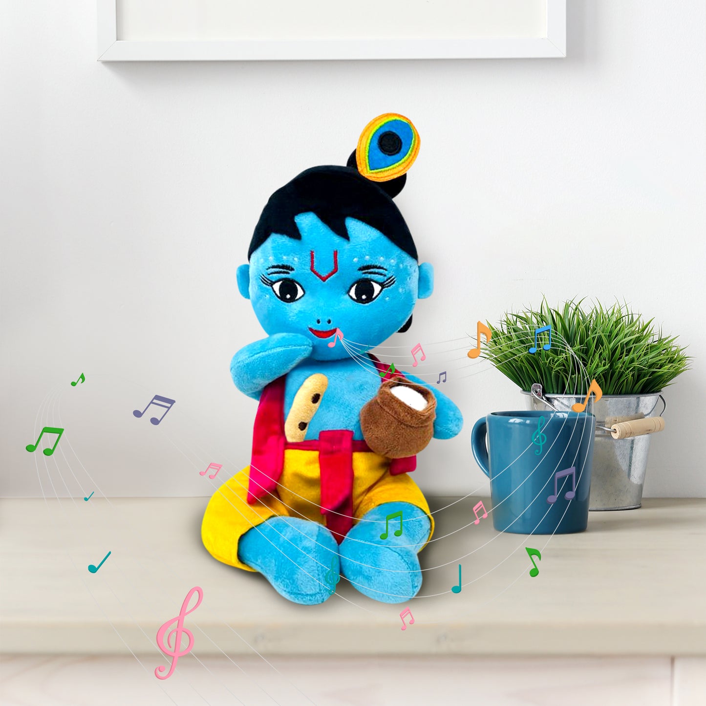 Makhanlal Krishna Soft Doll Toy Figure with Sound Box & Zip Pocket 12.5 Inch