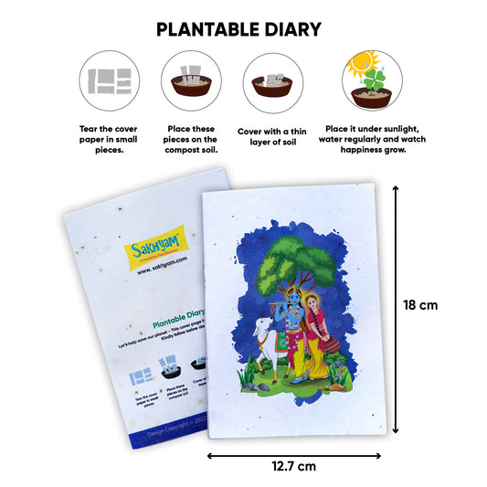 Radha Krishna Cow Plantable Notepad - 40 writable pages