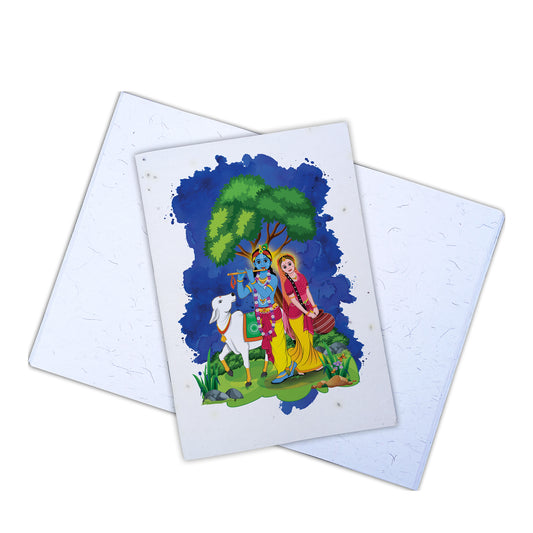 Radha Krishna Cow Plantable Notepad - 40 writable pages