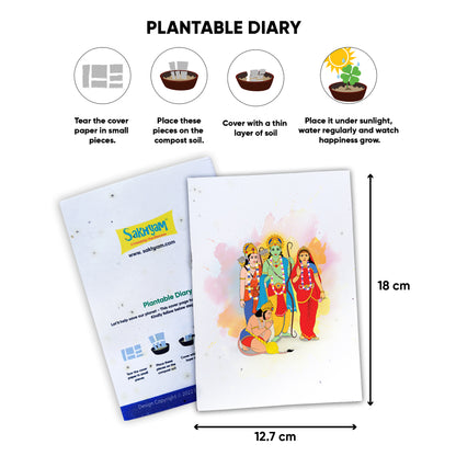 Ram Darbar - Sita Ram Lakshman Hanuman Plantable Notepad - 40 writable pages