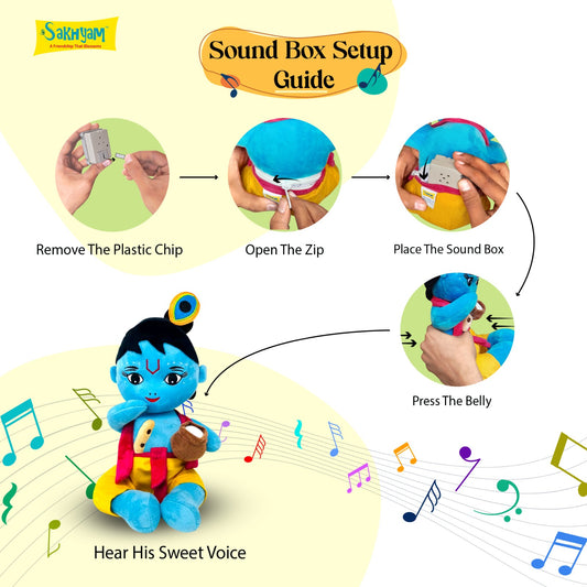 Makhanlal Krishna Soft Doll Toy Figure with Sound Box & Zip Pocket 12.5 Inch