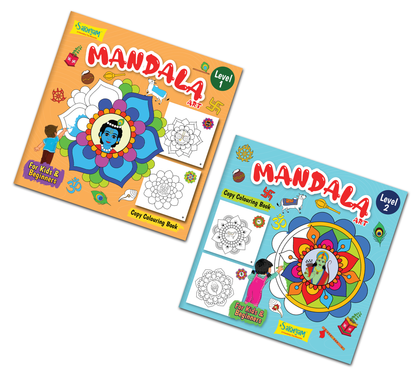 COMBO- Mandala Art Copy Colouring Book, Level 1 & Level 2 (2 Books)